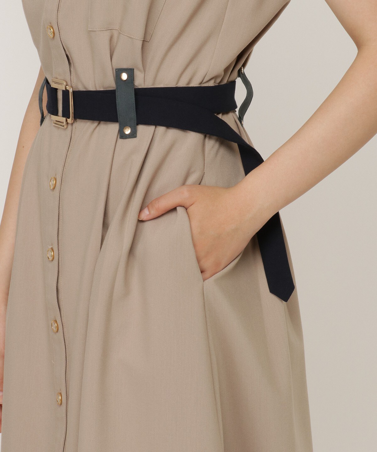 バイカラーシャツワンピース S ベージュ Redyazel 公式オンラインショップ バーンデストローズ