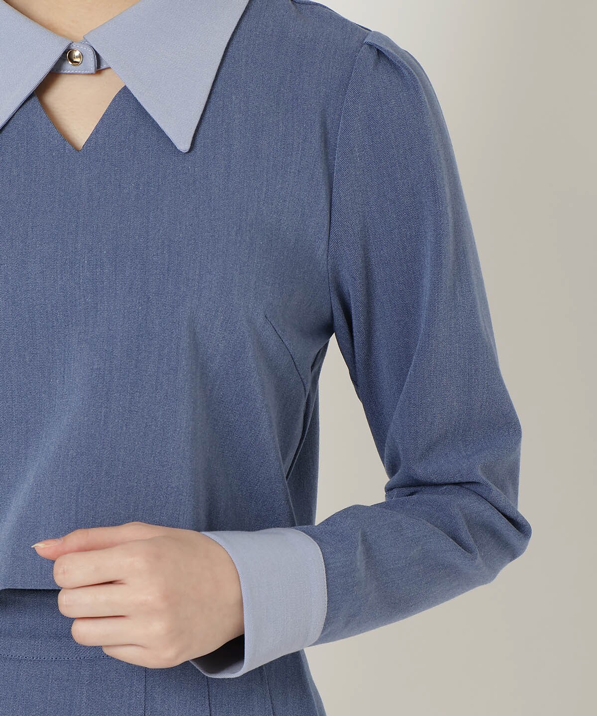 【セットアップ可能】配色襟トップス