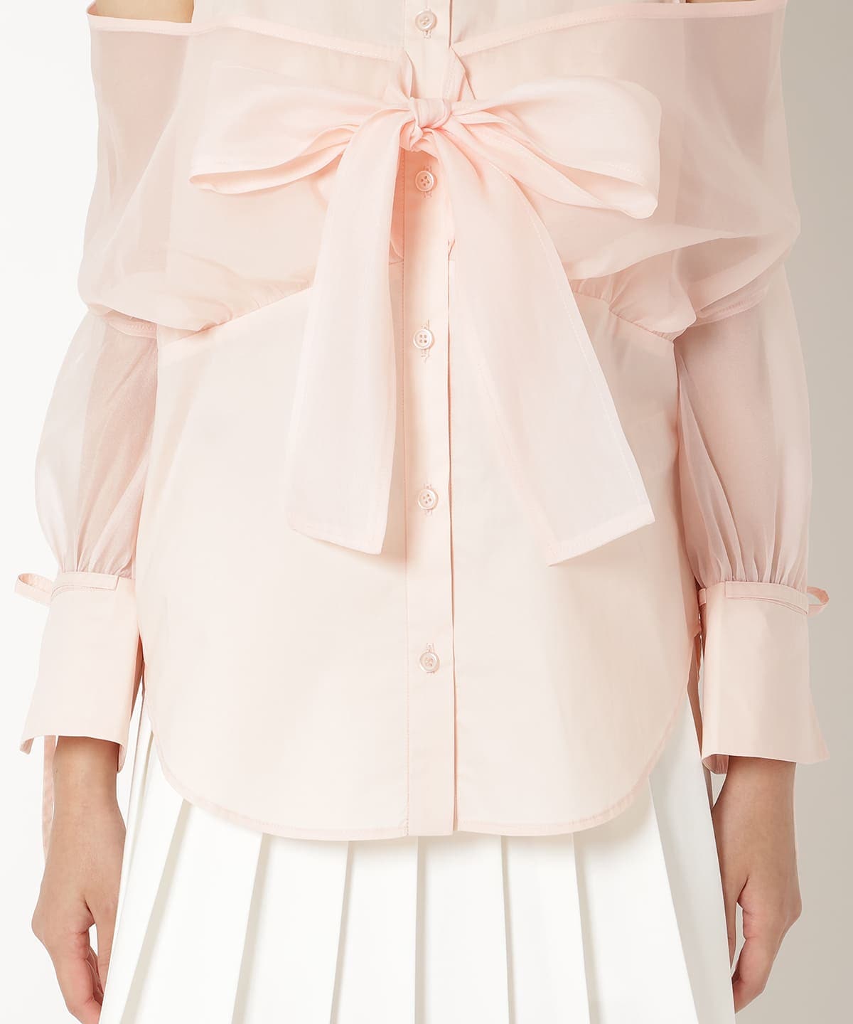 フロントリボンオフショルシャツ