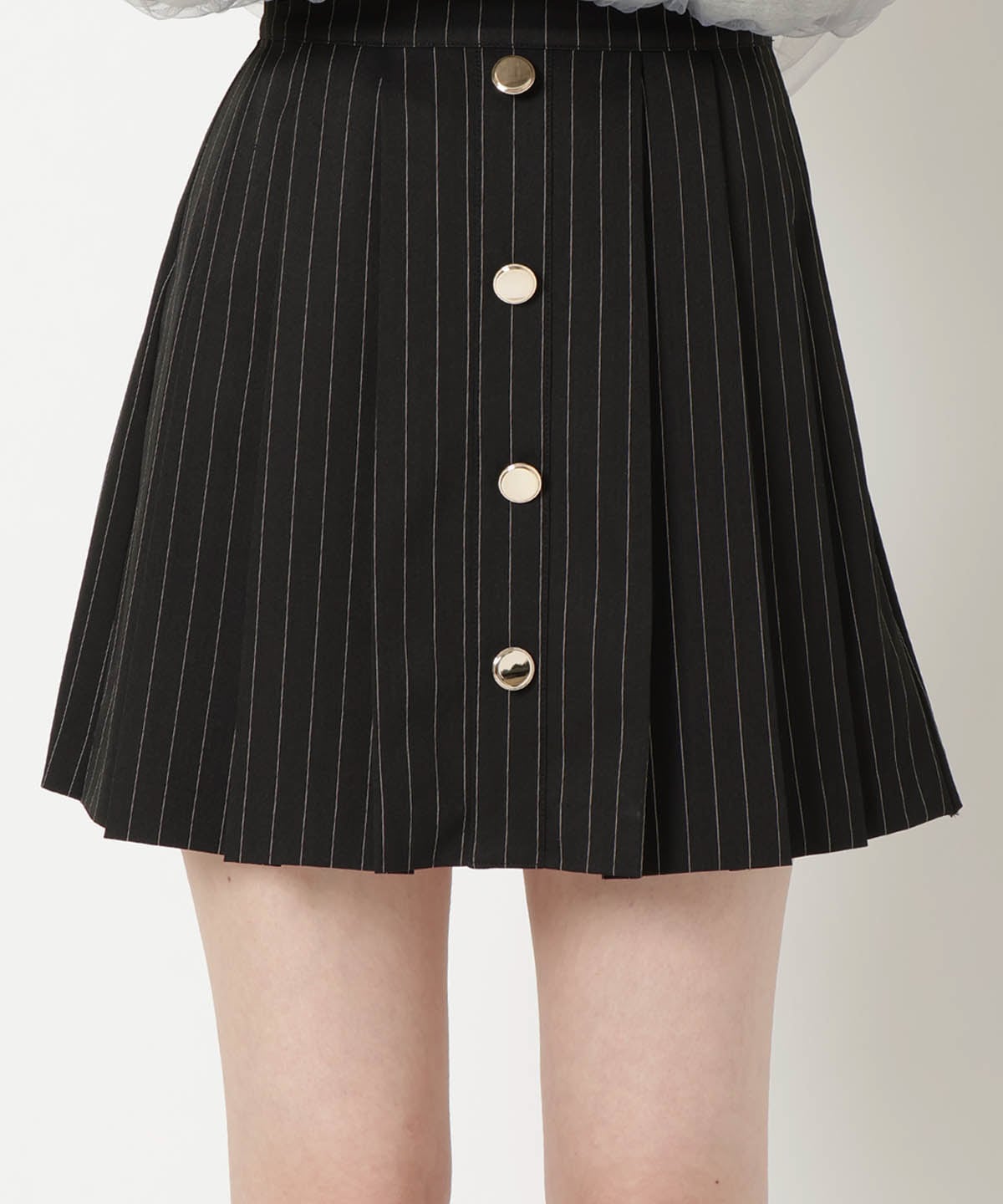 フロントボタンプリーツミニスカート
