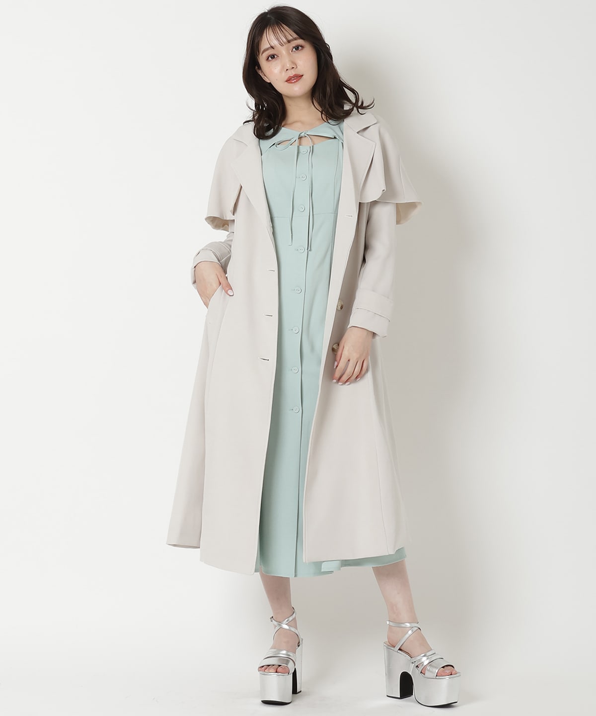 デコルテリボンあきマーメイドワンピース