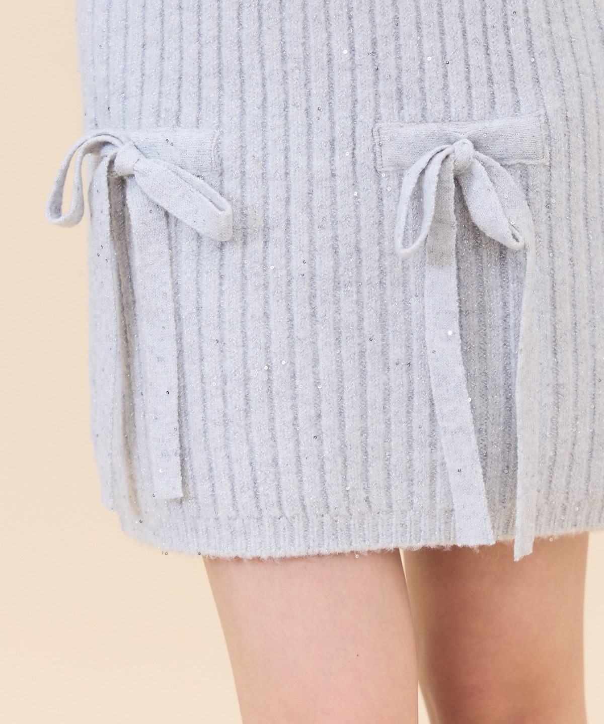 【セットアップ可能】ラメスパンコールニットミニスカート