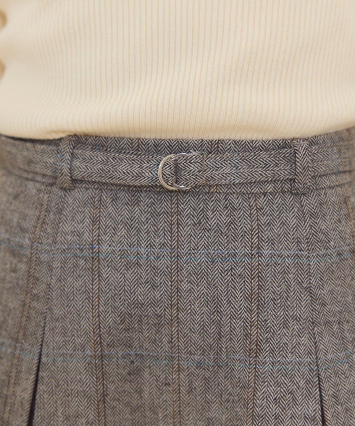 【セットアップ可能】ヘリンボーンチェックタックミニスカート