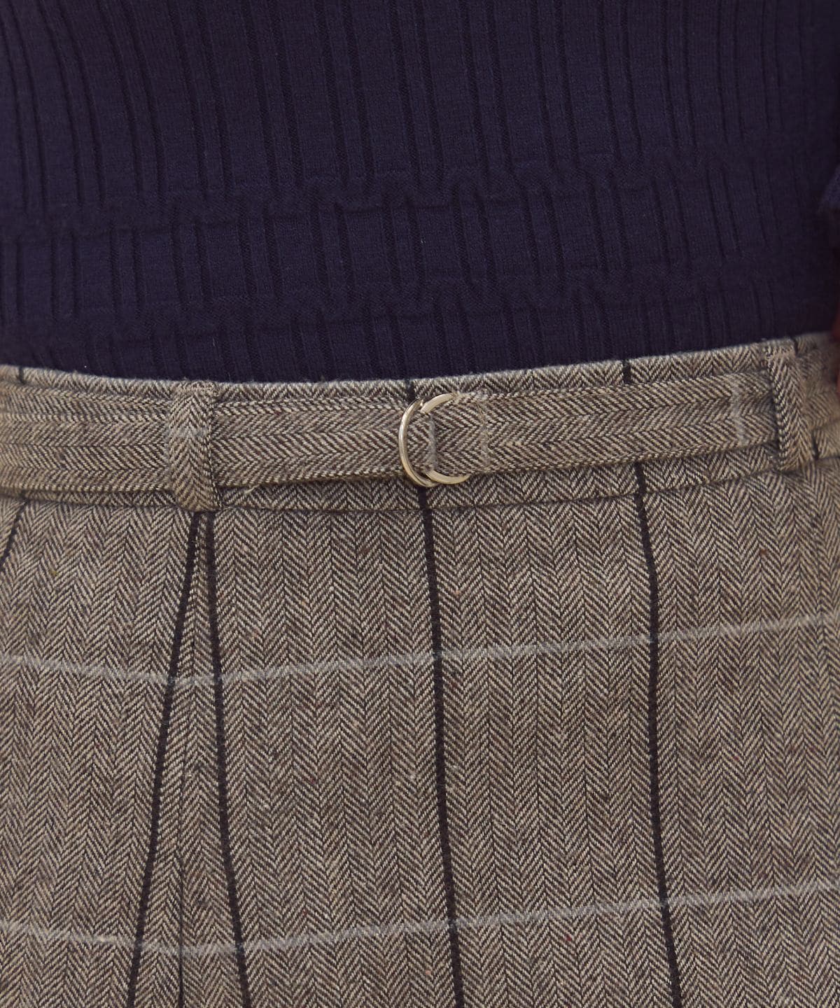 【セットアップ可能】ヘリンボーンチェックタックミニスカート