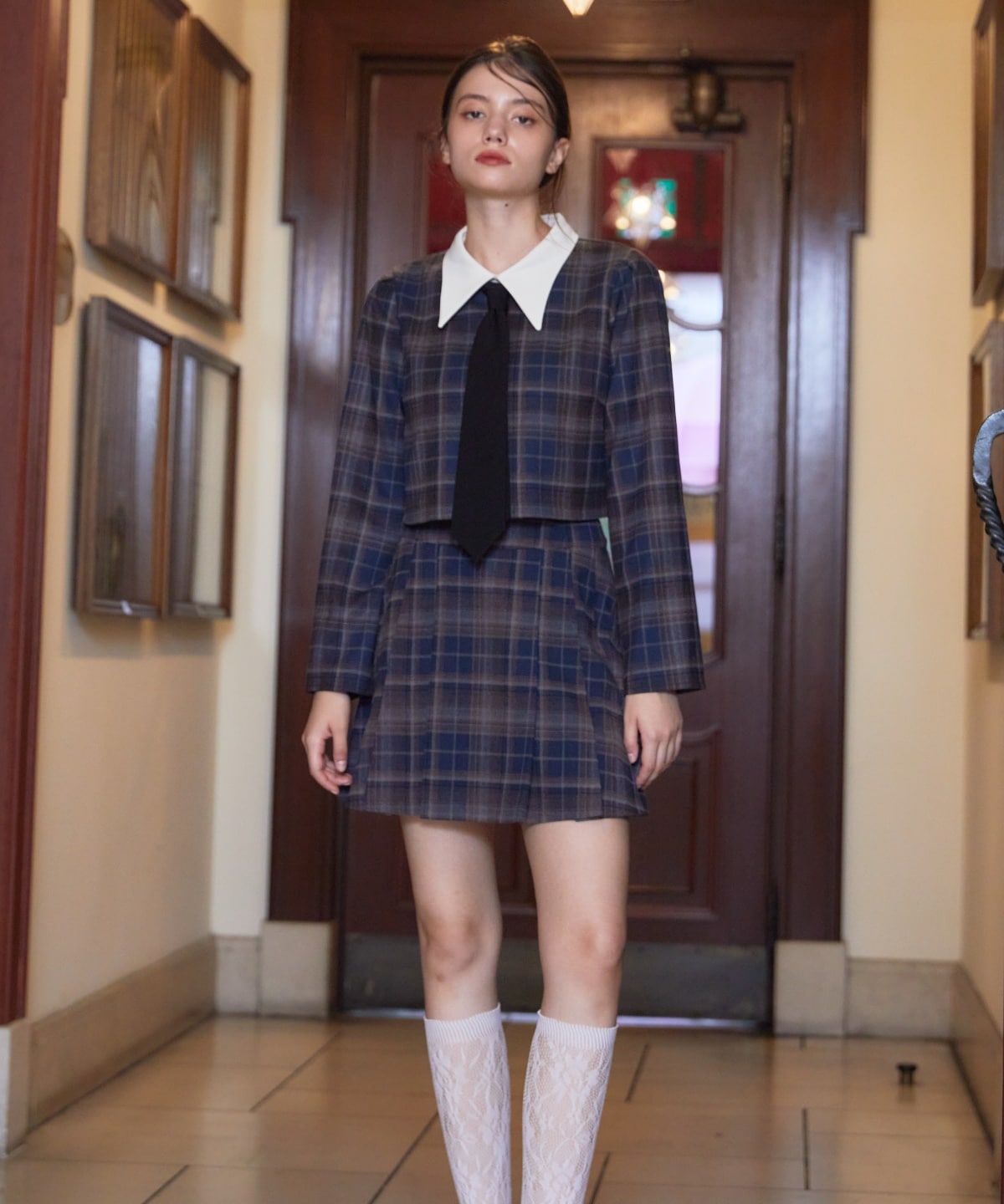 【セットアップ可能】チェックプリーツスカショーパン