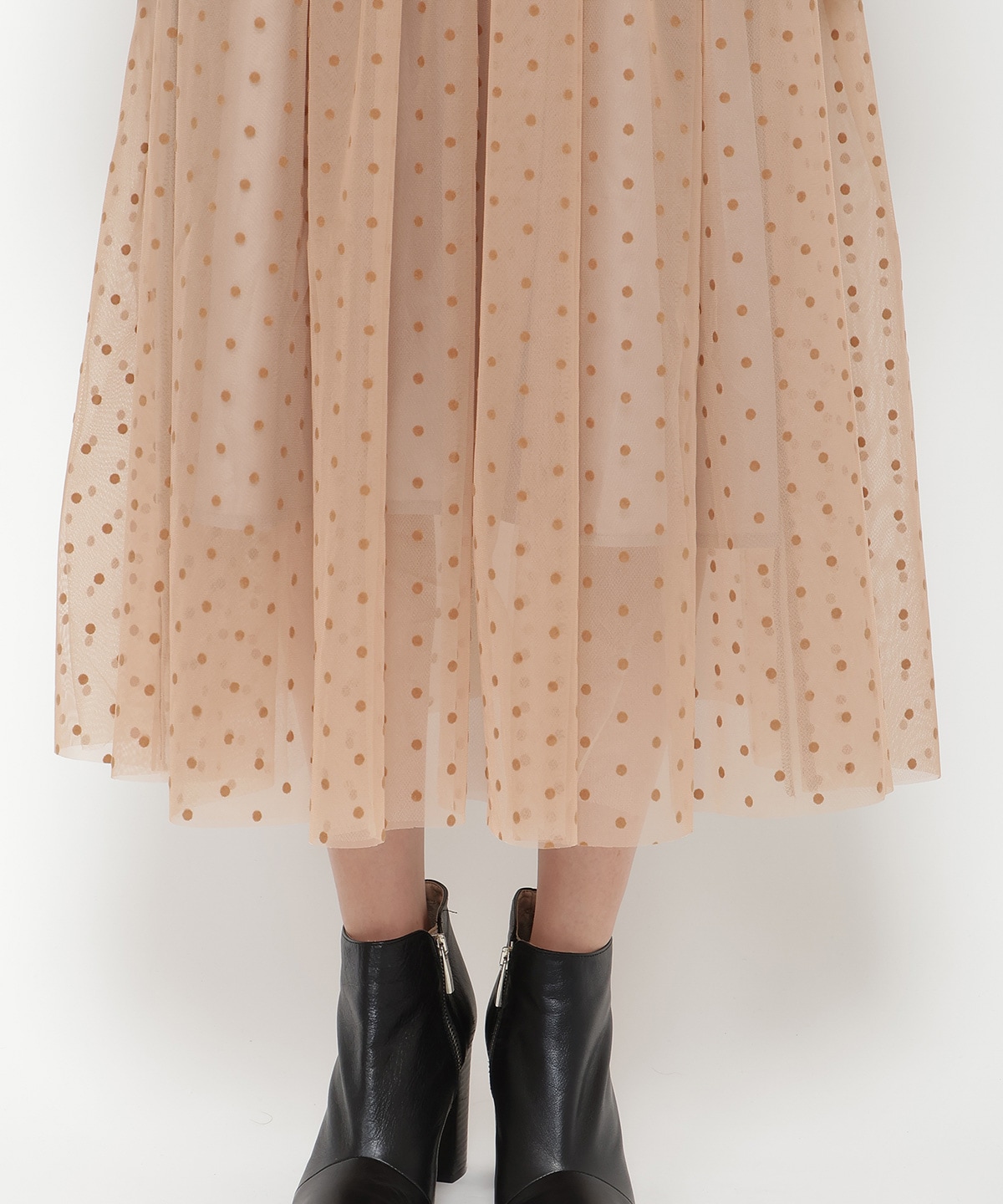 ドットチュールフレアスカート