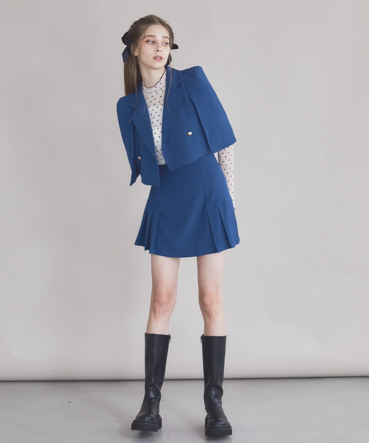 【セットアップ可能】サイドプリーツミニスカート