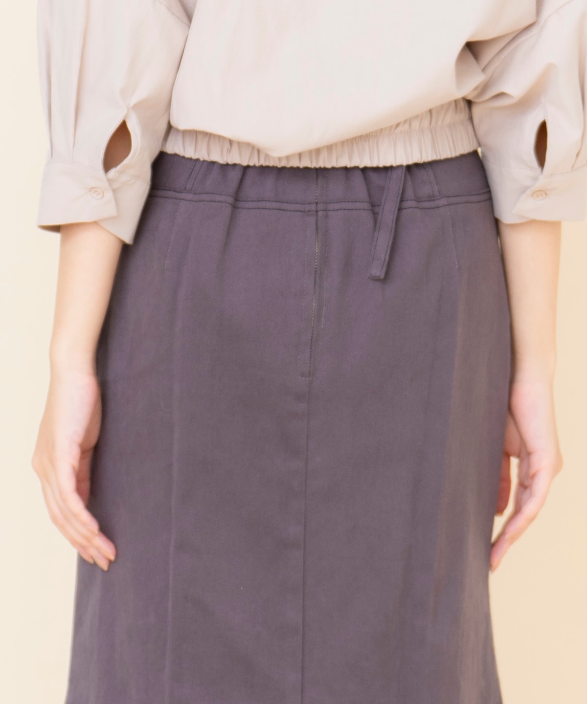 配色ステッチＡラインスカート