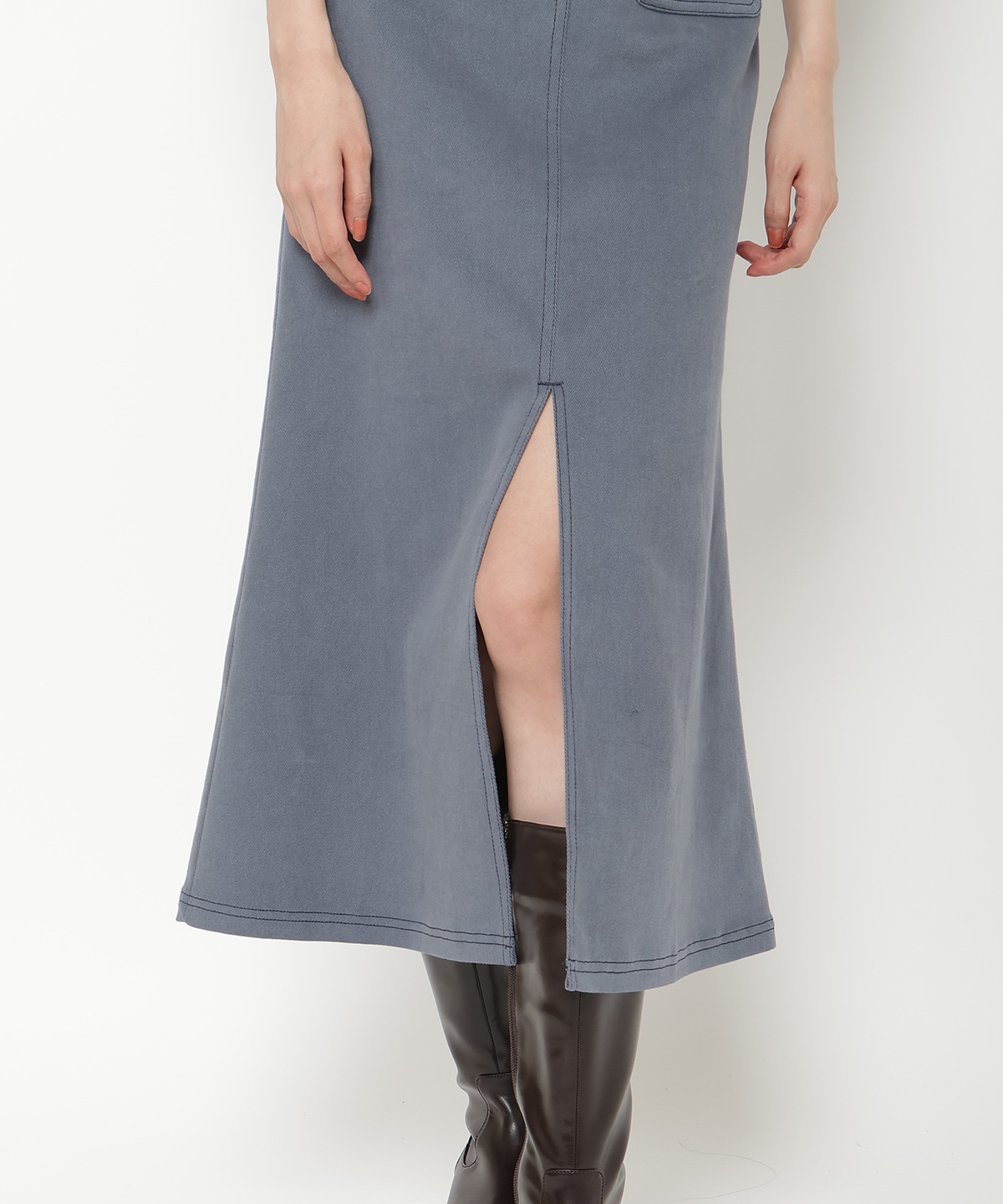 配色ステッチＡラインスカート