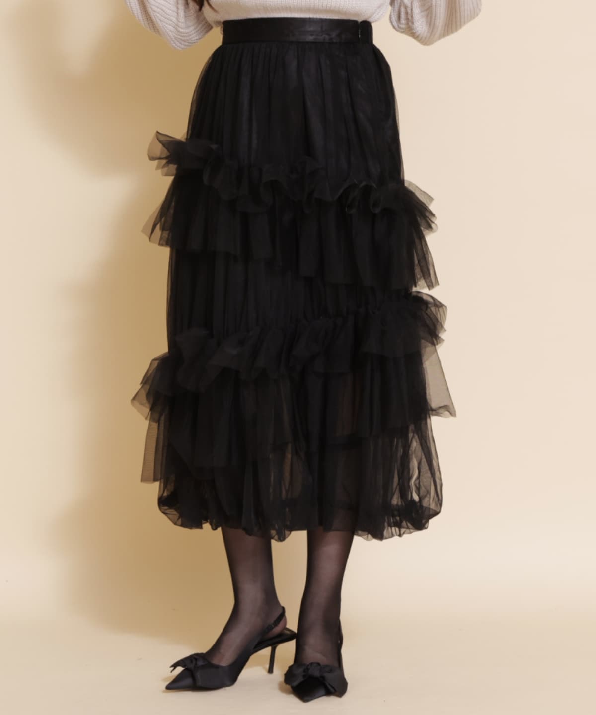 チュールフリルティアードスカート