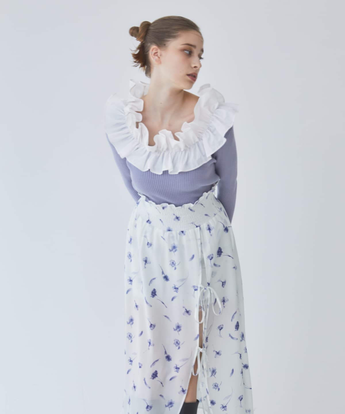 フリルドッキングリブニット