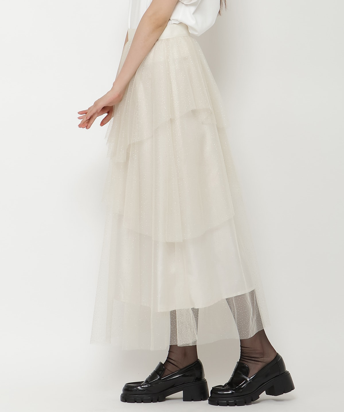 ラメチュールアシメティアードスカート