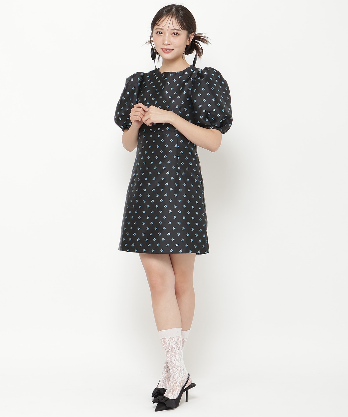 ジャガードフラワーミニワンピース