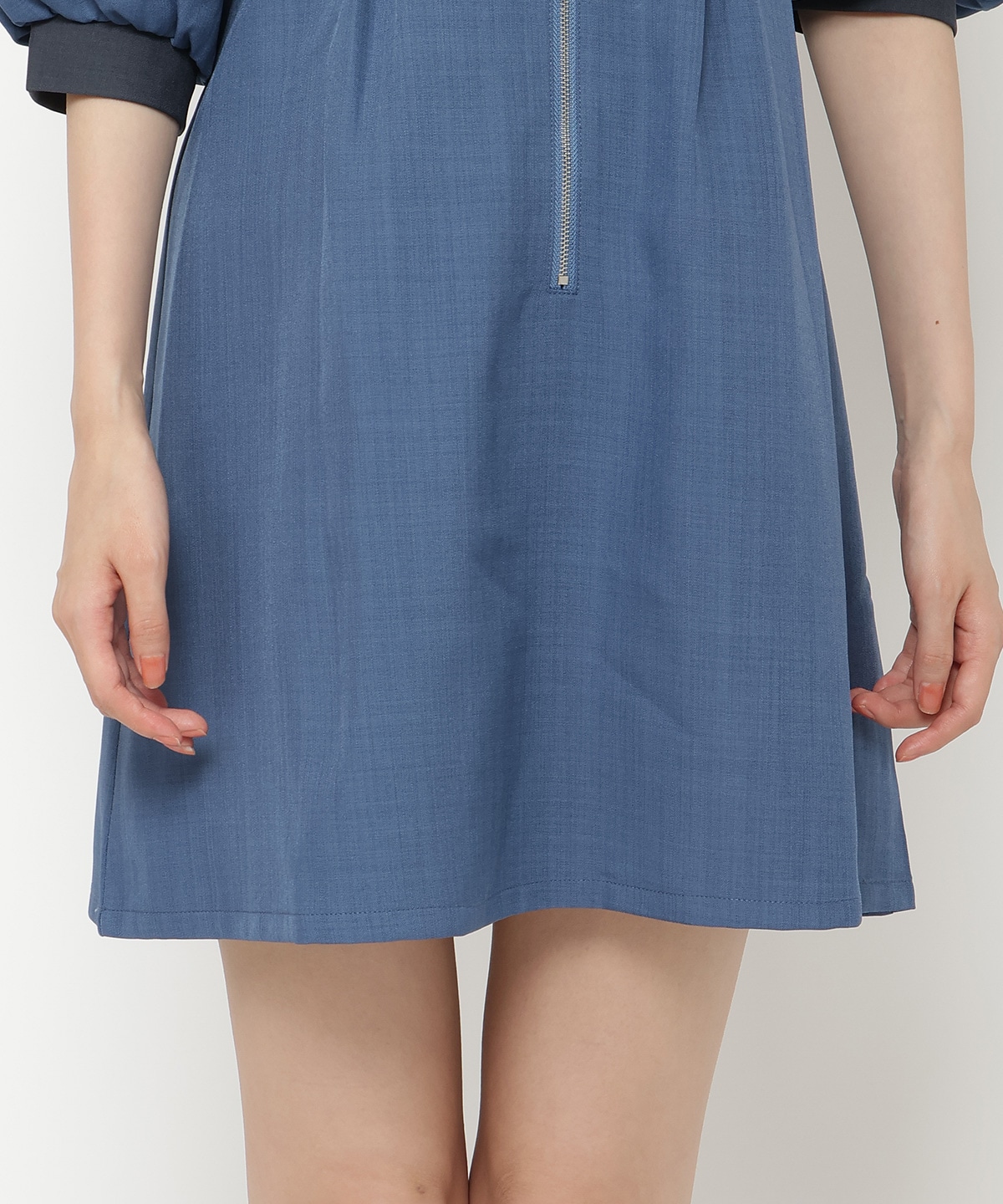 【オンラインショップ・ルミネ店限定】バイカラーフロントジップミニワンピース