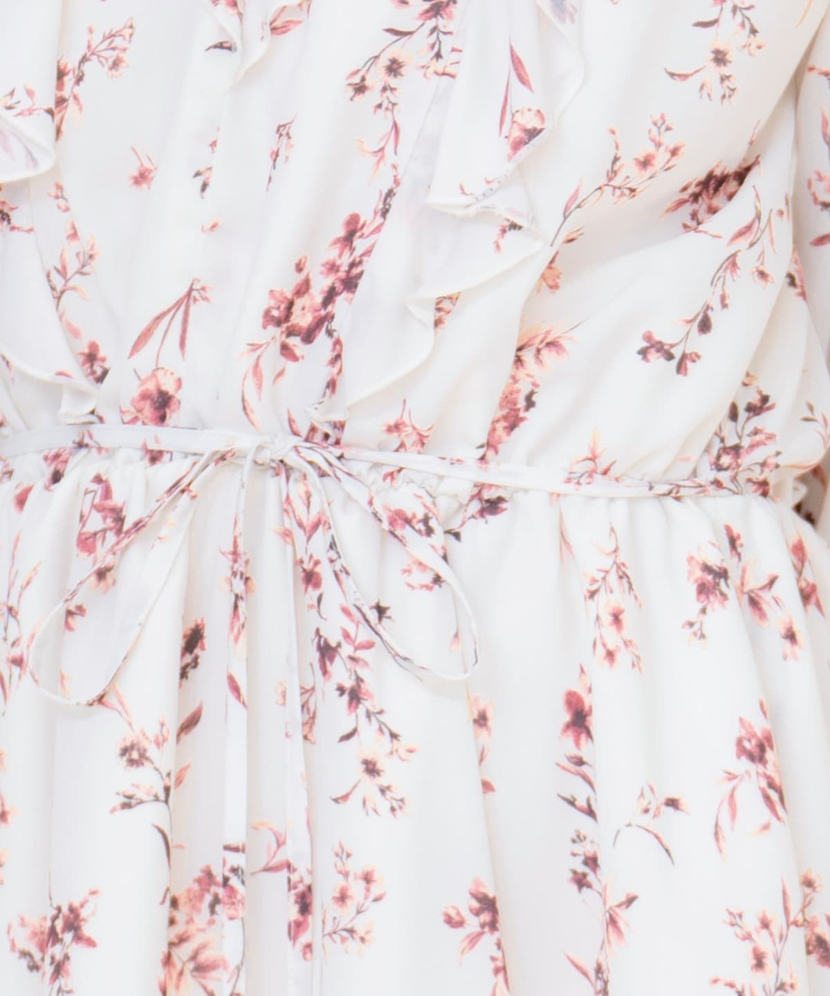 フローラルプリントシフォンミニワンピース