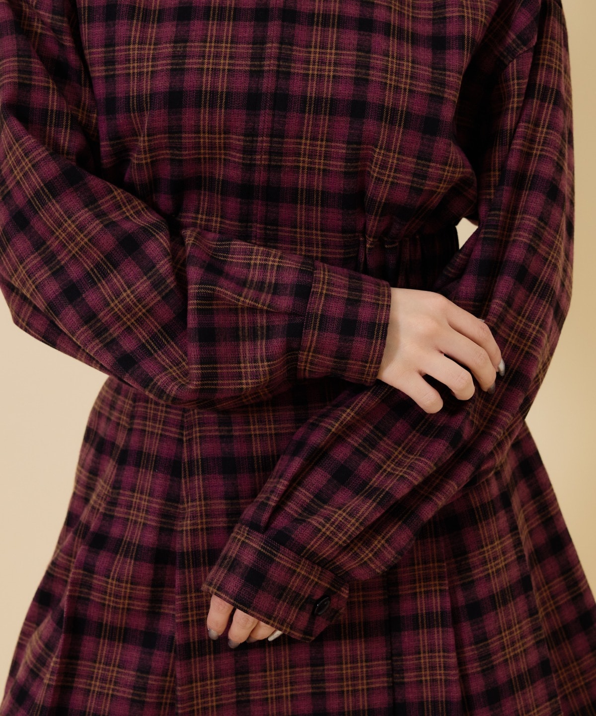 【セットアップ可能】フロントジップチェックショートブルゾン