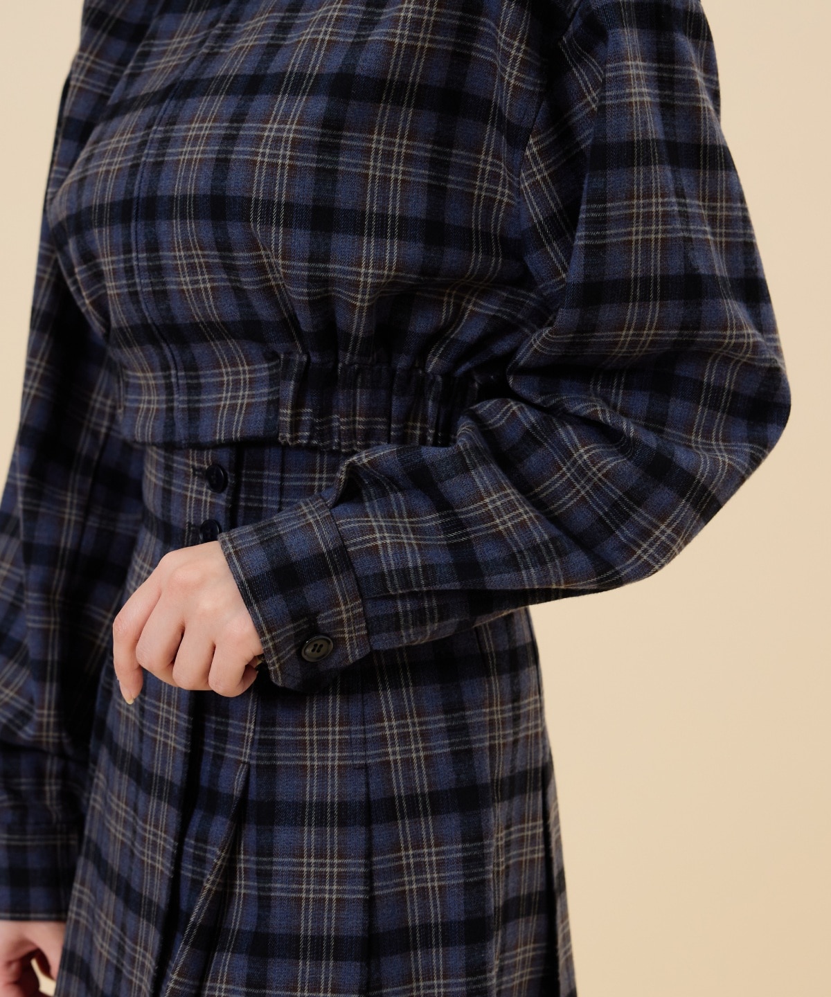 【セットアップ可能】フロントジップチェックショートブルゾン