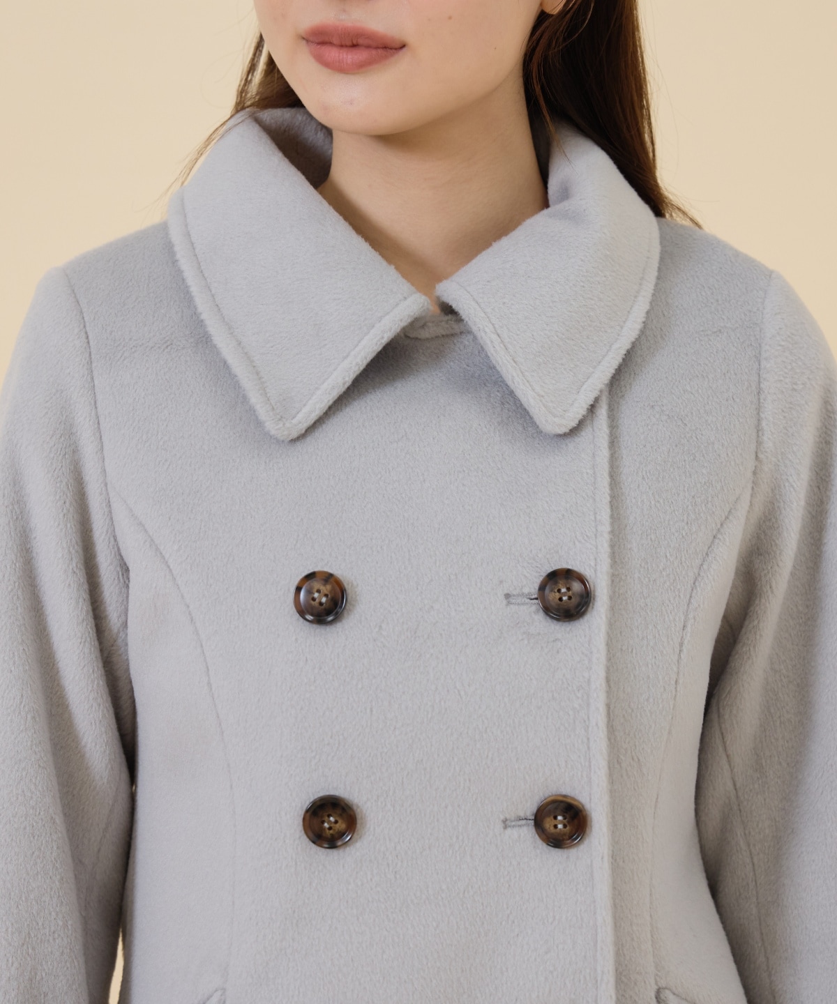 ウールライクダブルミドルコート