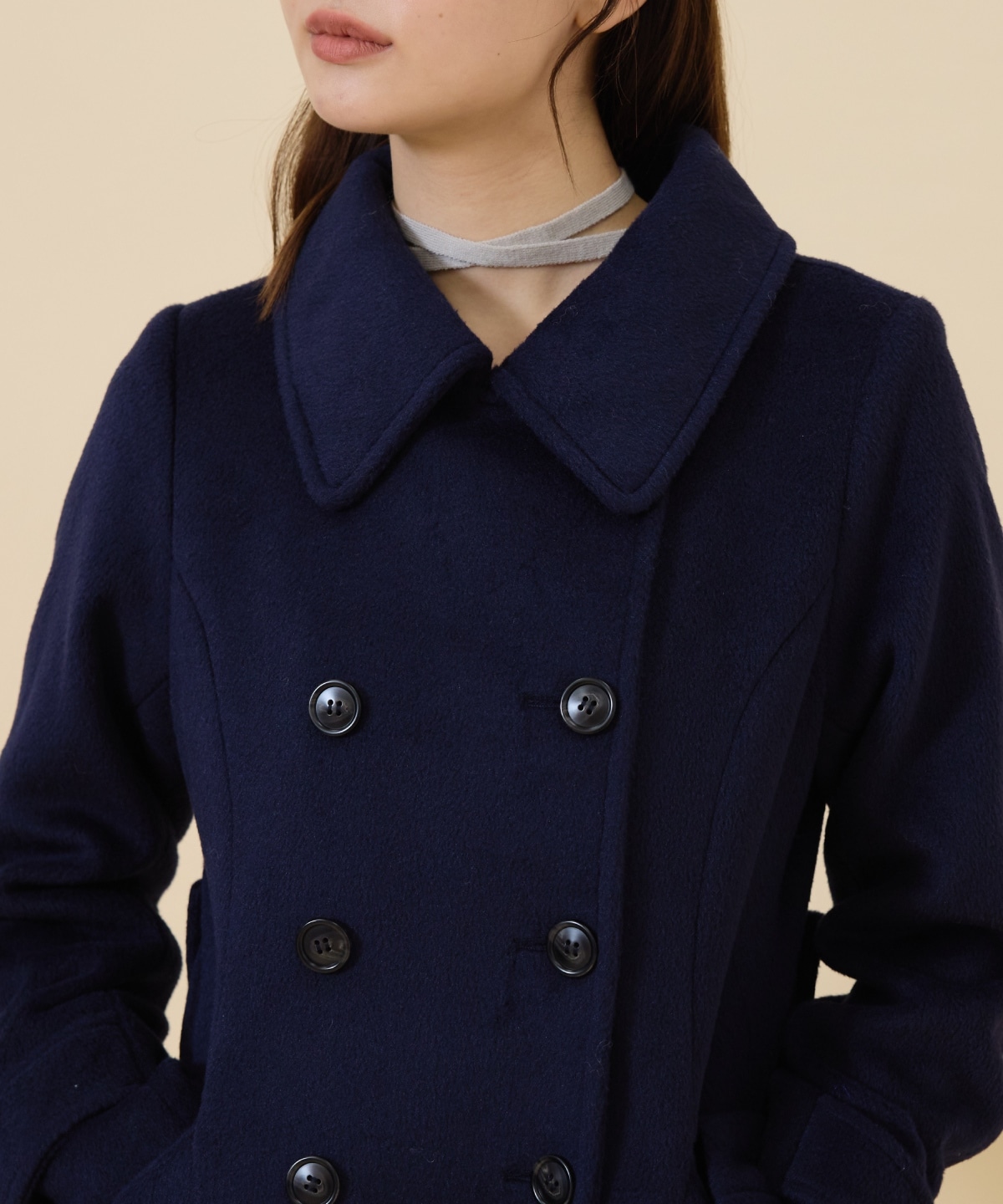 ウールライクダブルミドルコート