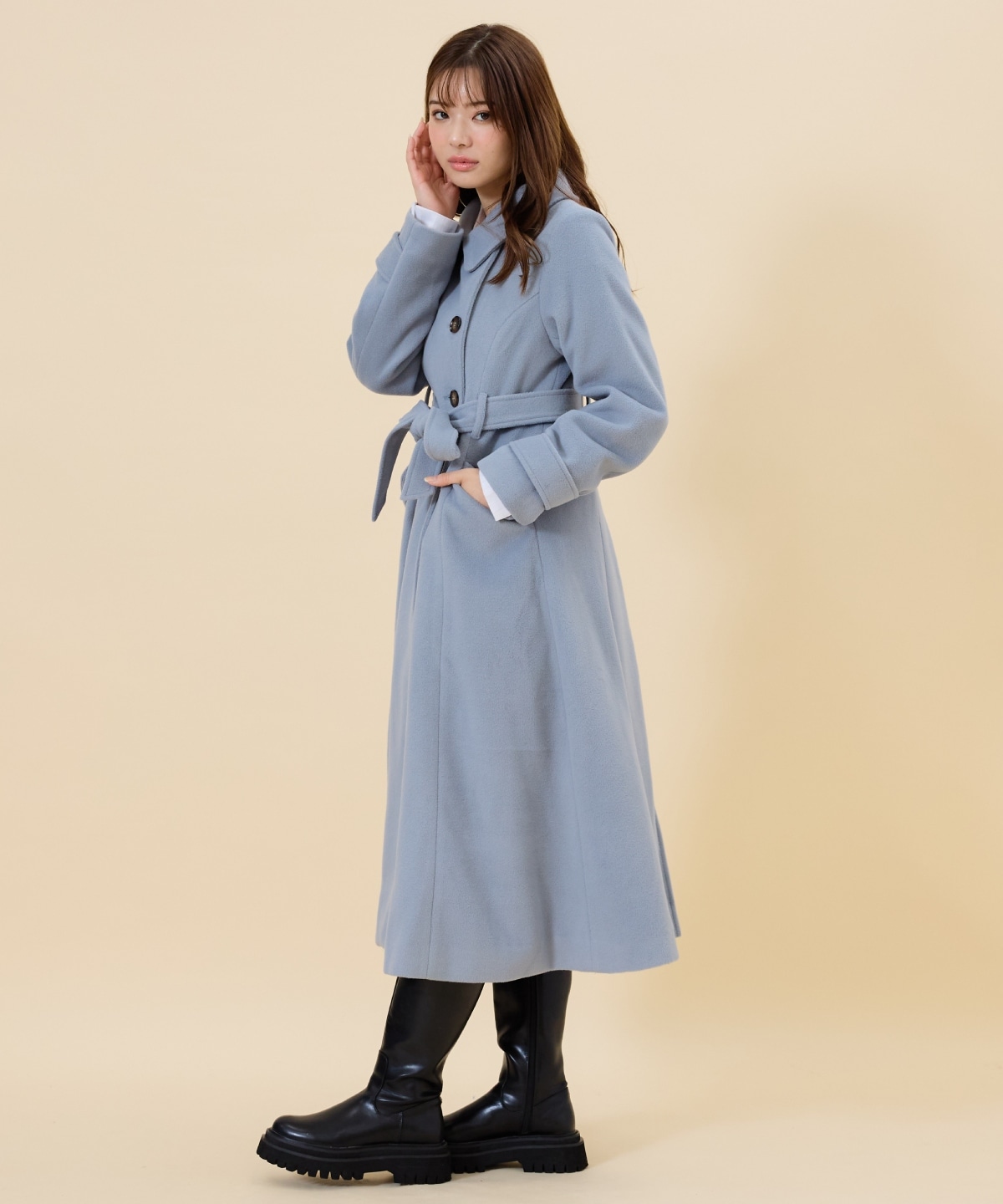 ウールライクダブルロングコート