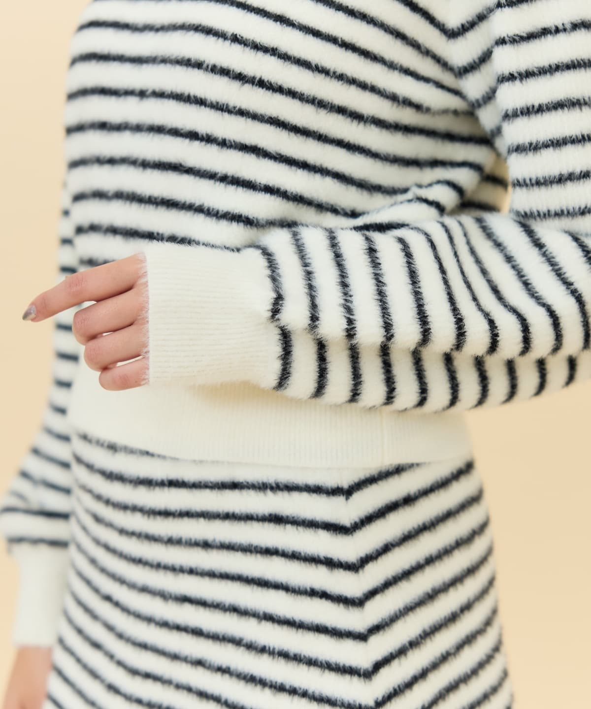 【セットアップ可能】シャギーポロニットトップス