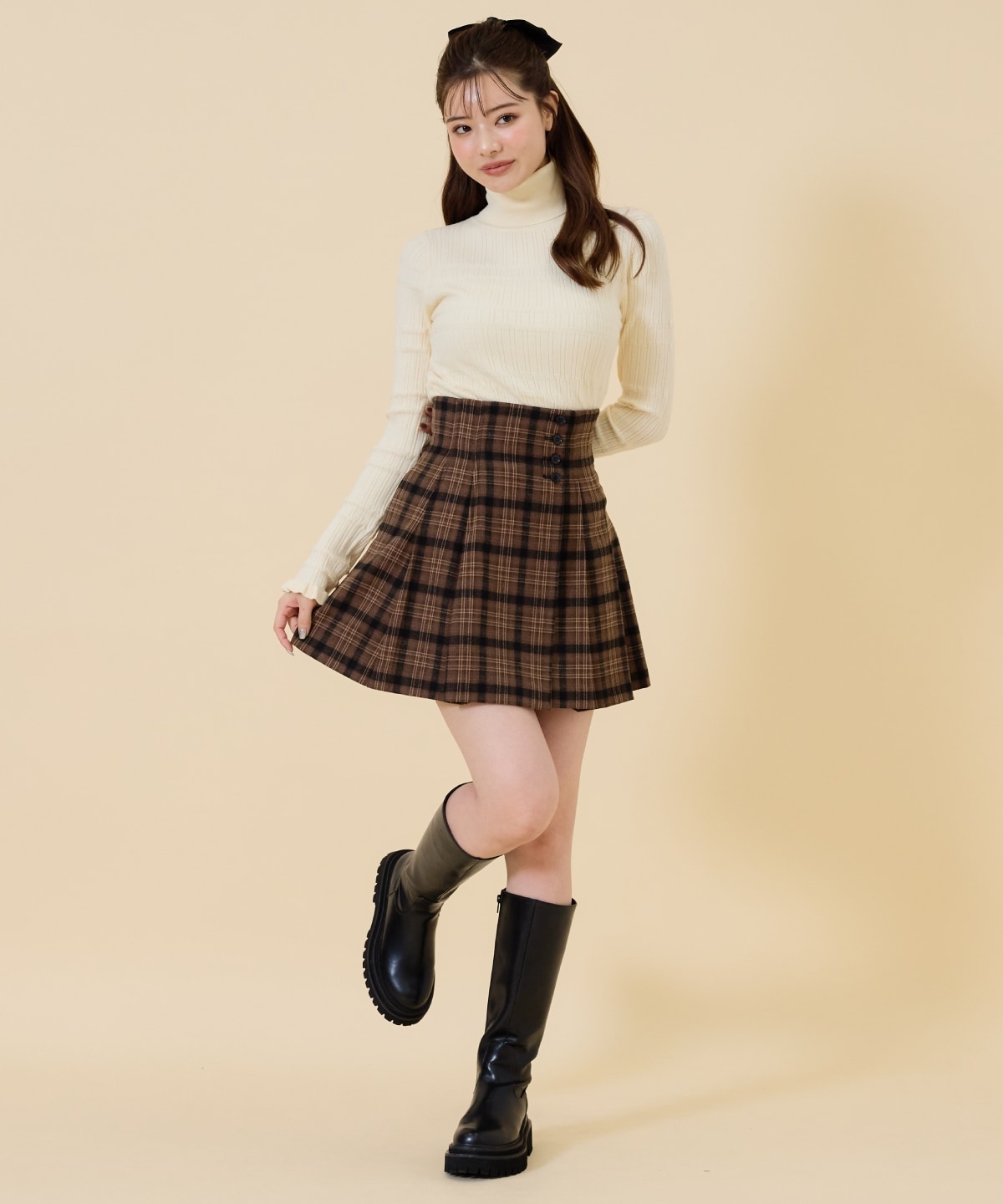 デザインリブタートルニット