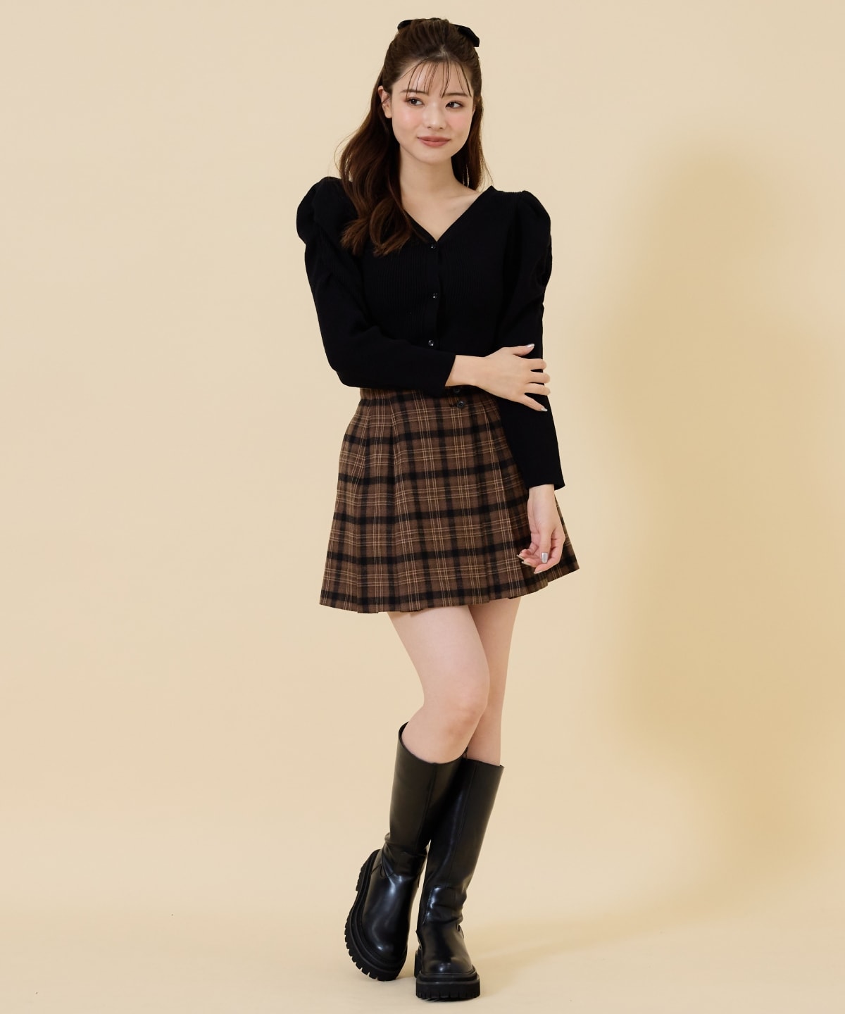 ボリュームショルダーリブカーディガン