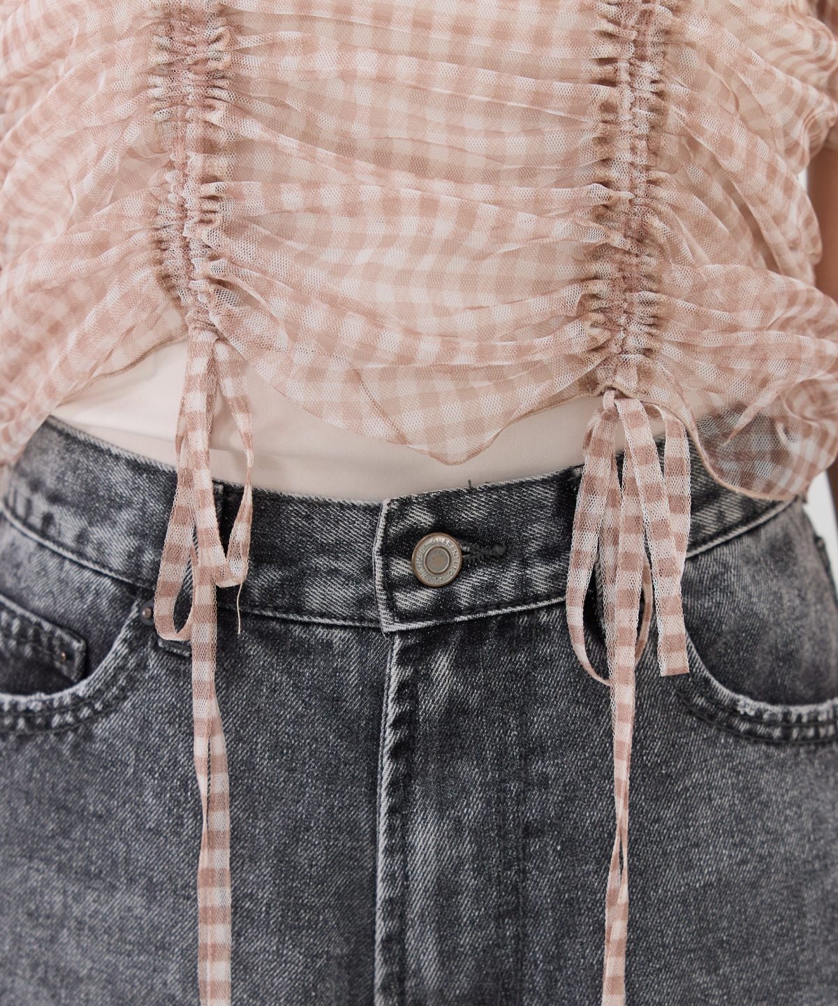 ギンガムチェックチュールトップス