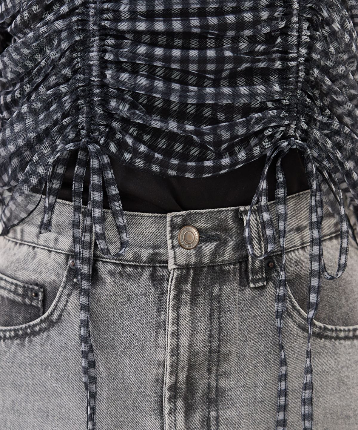 ギンガムチェックチュールトップス