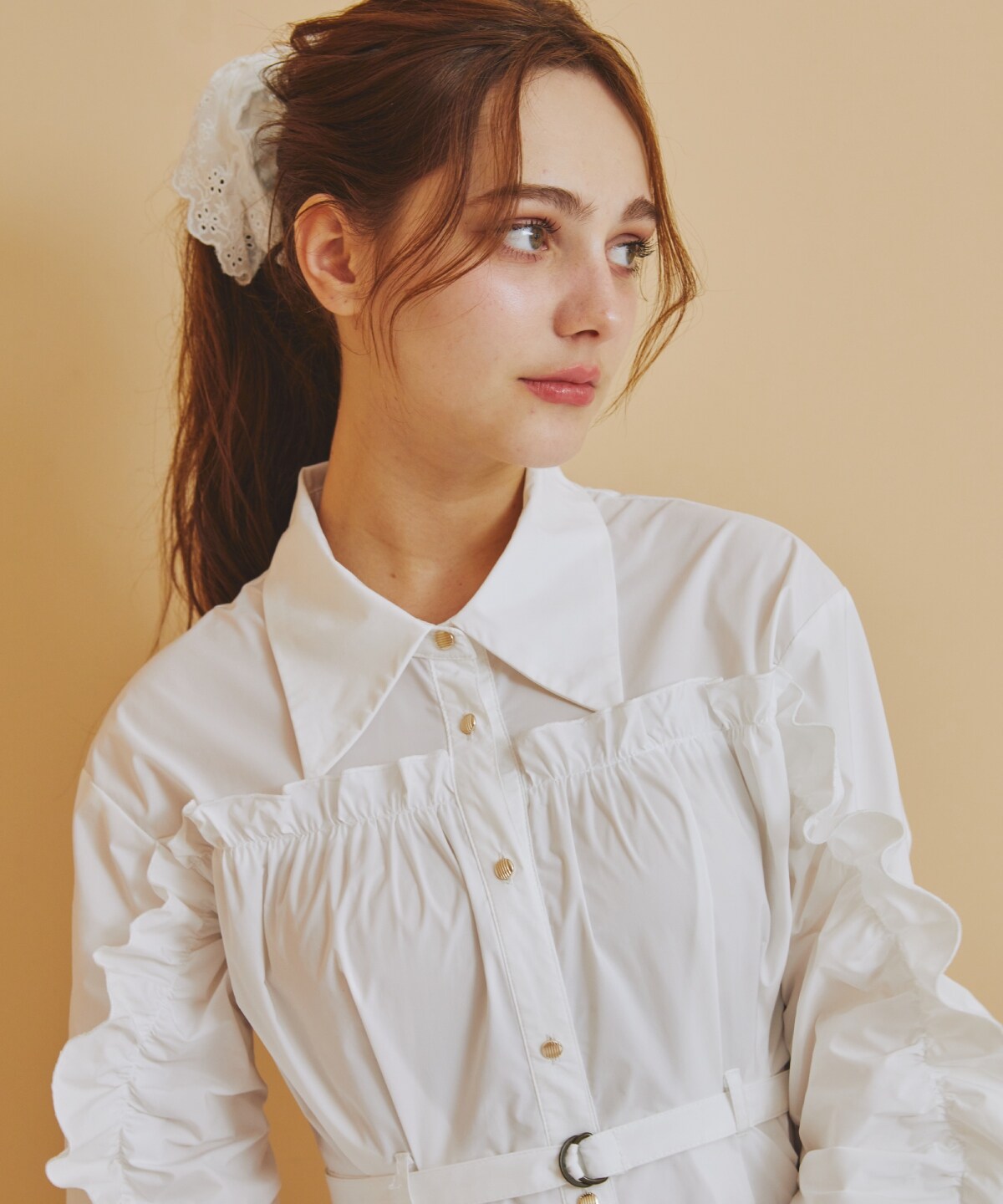 フリルシャツワンピース