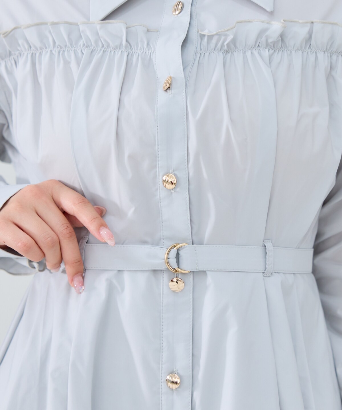 フリルシャツワンピース