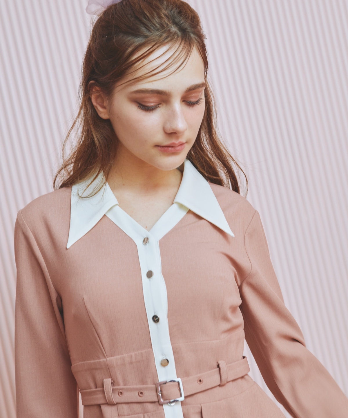 バイカラースキッパーシャツワンピース