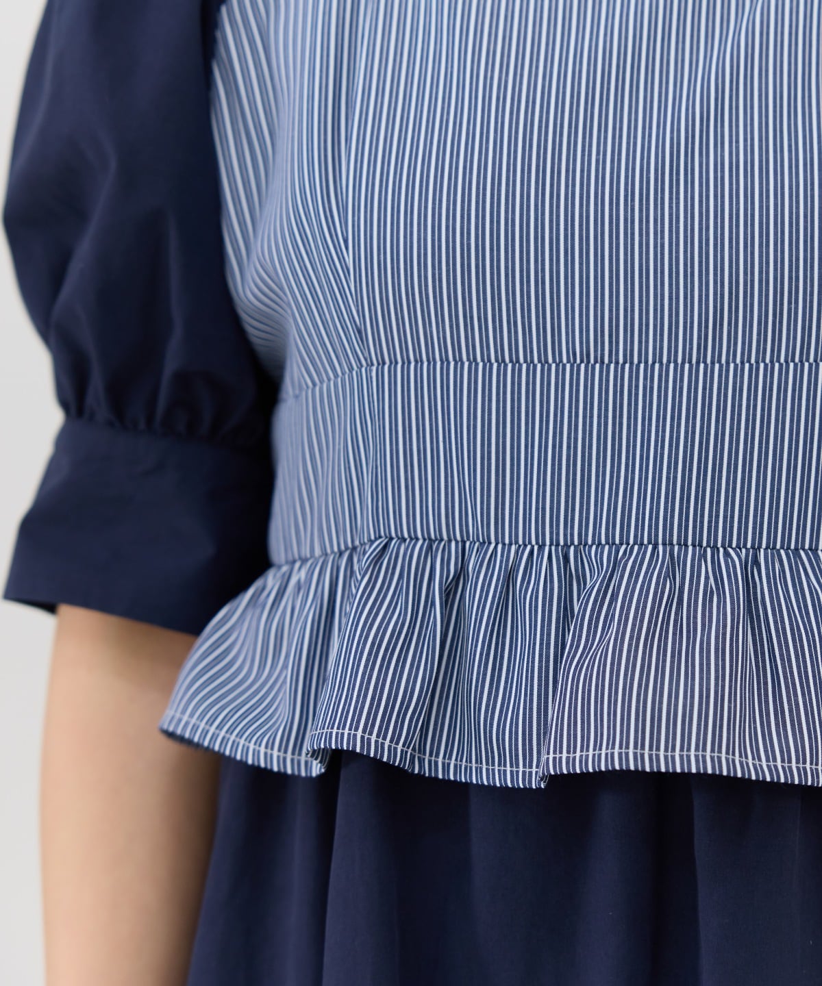 ストライプビスチェドッキングワンピース
