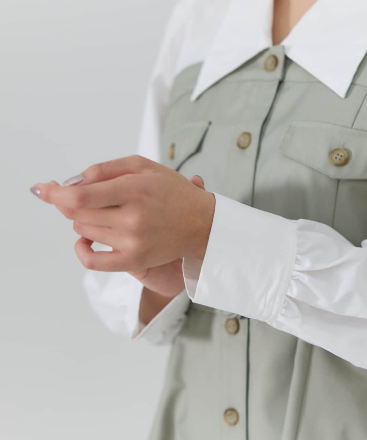 レイヤードデザインミニシャツワンピース