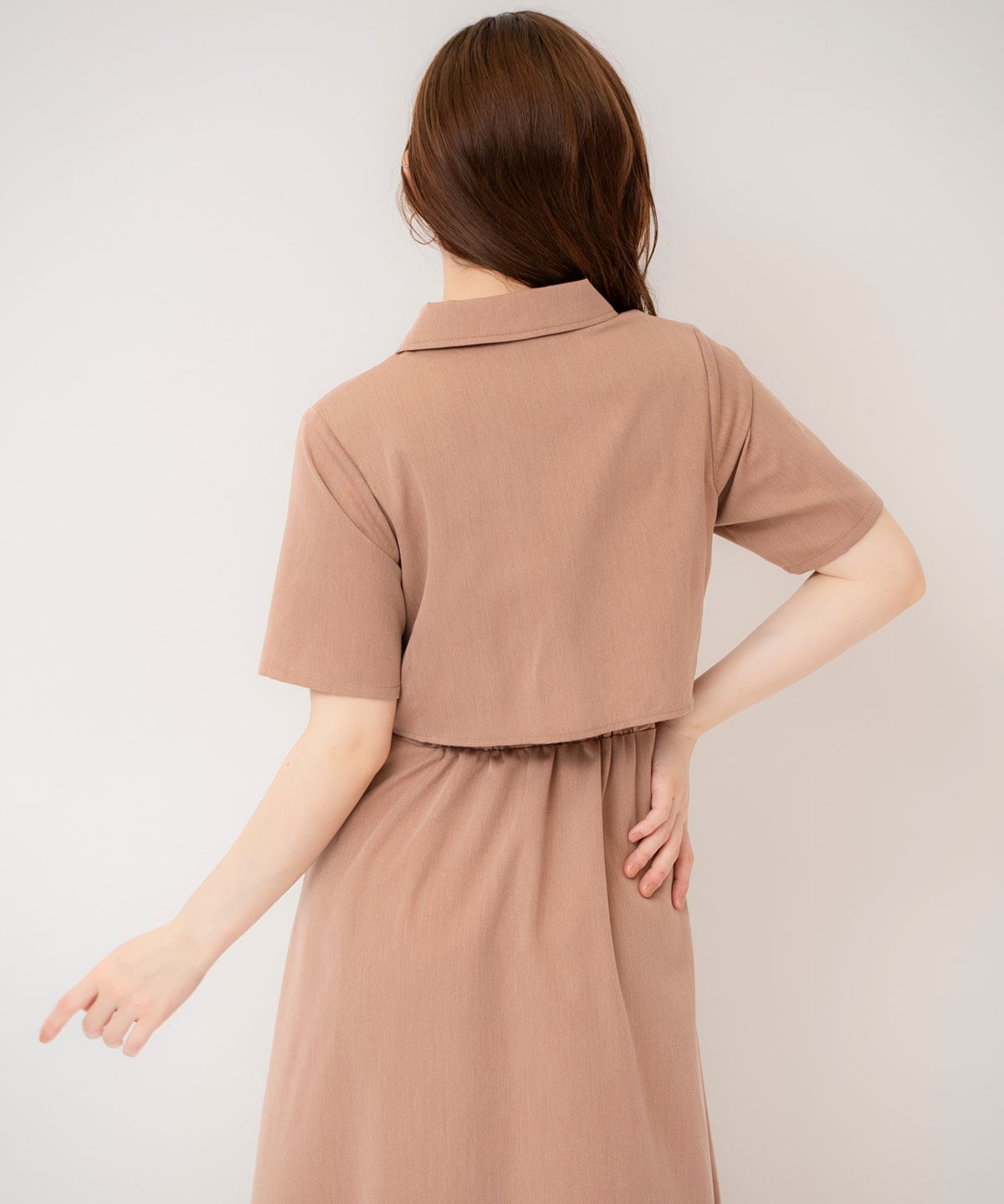 バイカラーアシメプリーツシャツワンピース