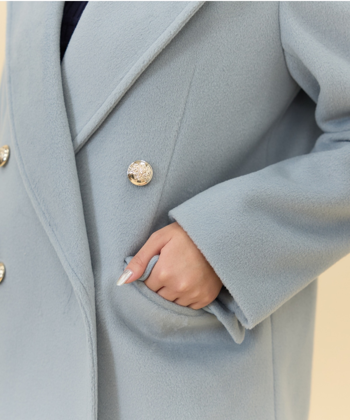 【セットアップ可能】カットメルトンダブルショートコート