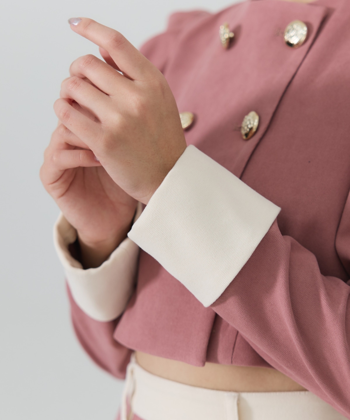 【セットアップ可能】ダブルボタンバイカラージャケット