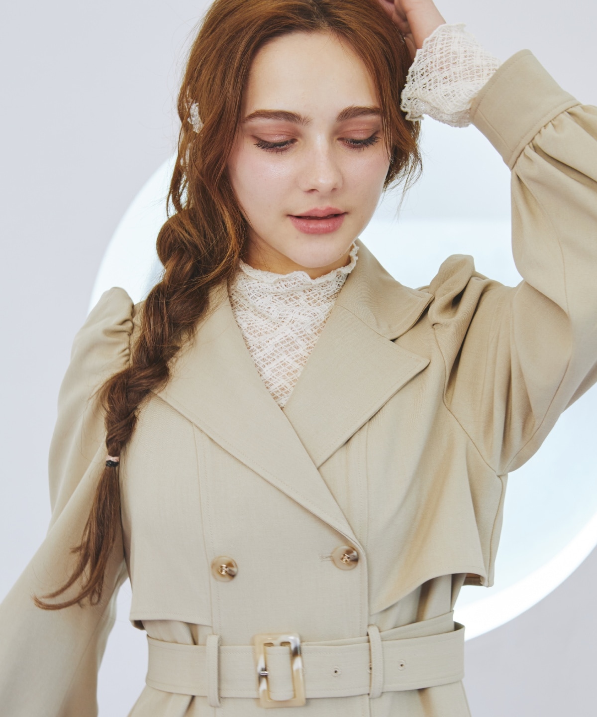 パフスリーブロングトレンチコート