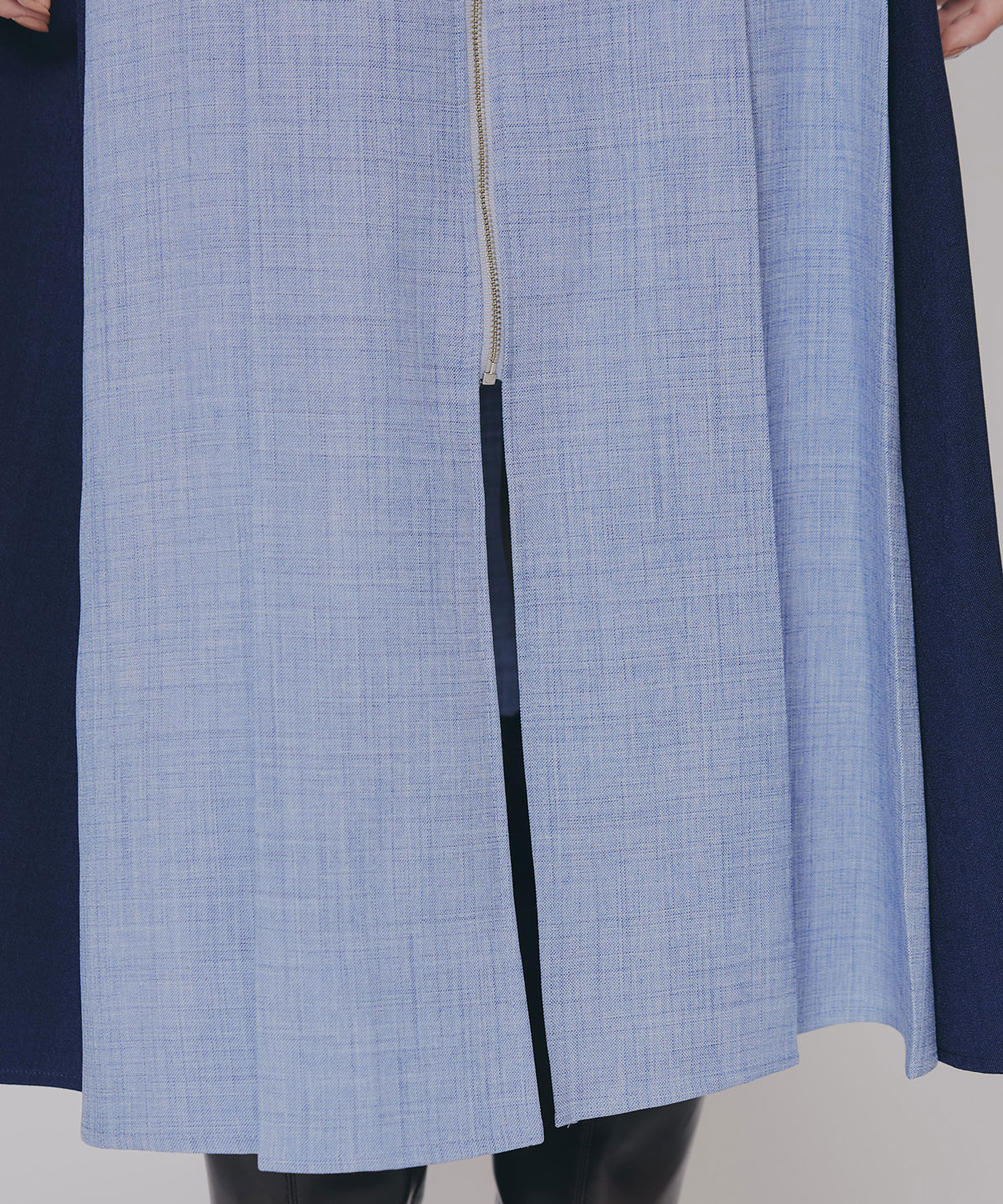 フロントジップバイカラーミディスカート