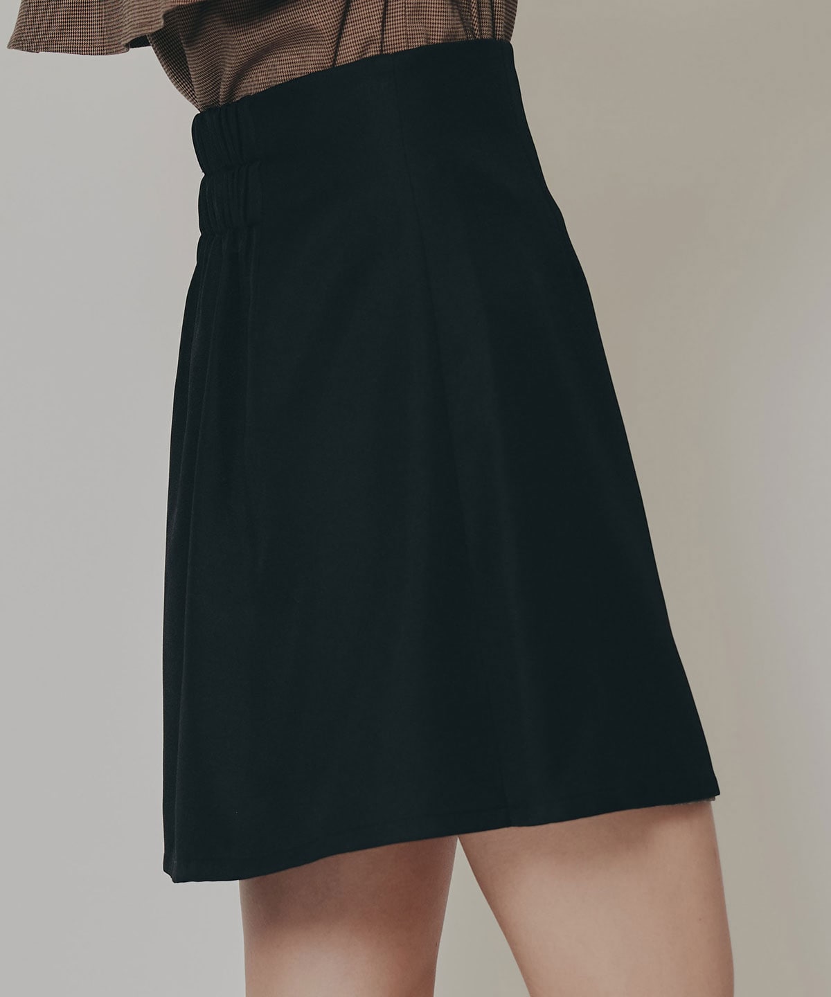 バイカラーアシメプリーツミニスカート