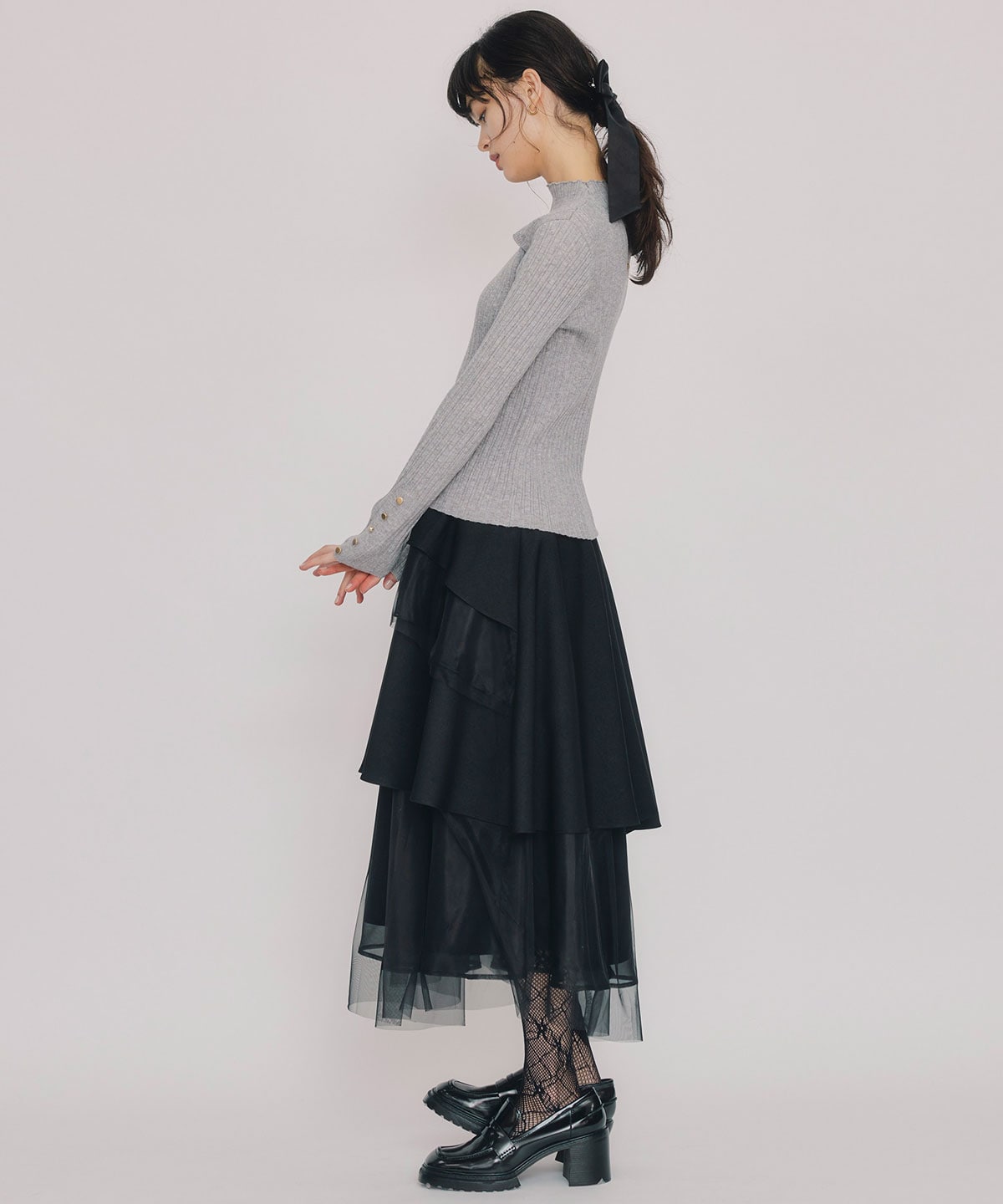 シアーMIXティアードスカート