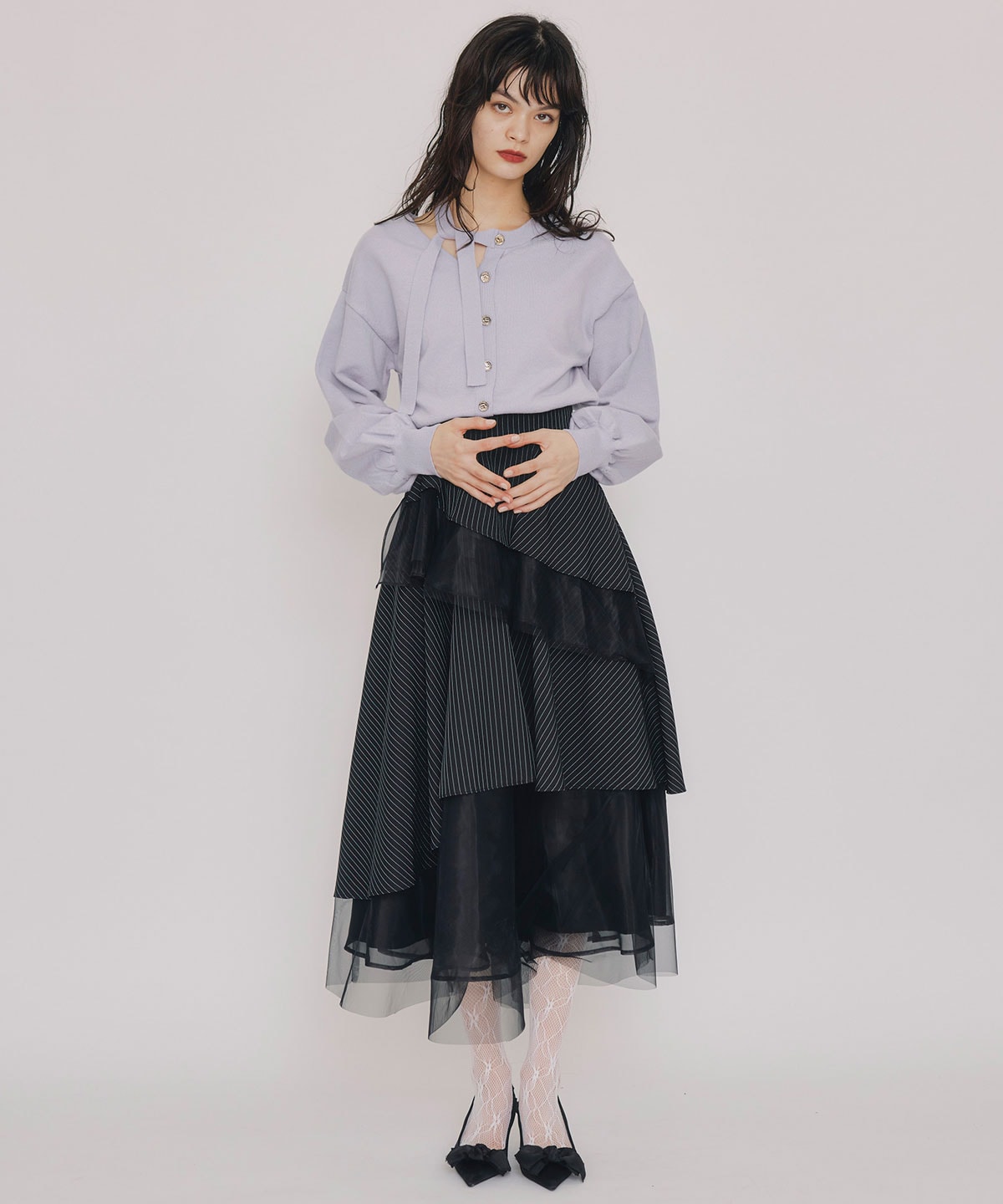 シアーMIXティアードスカート