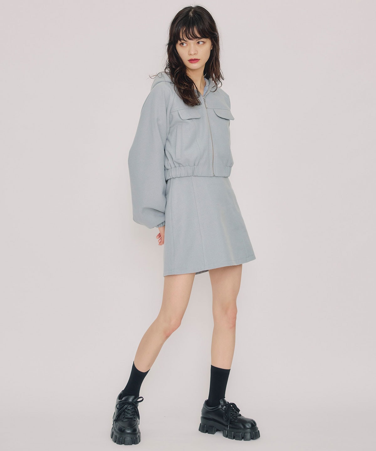 【セットアップ可能】ハイウエストフレアミニスカート