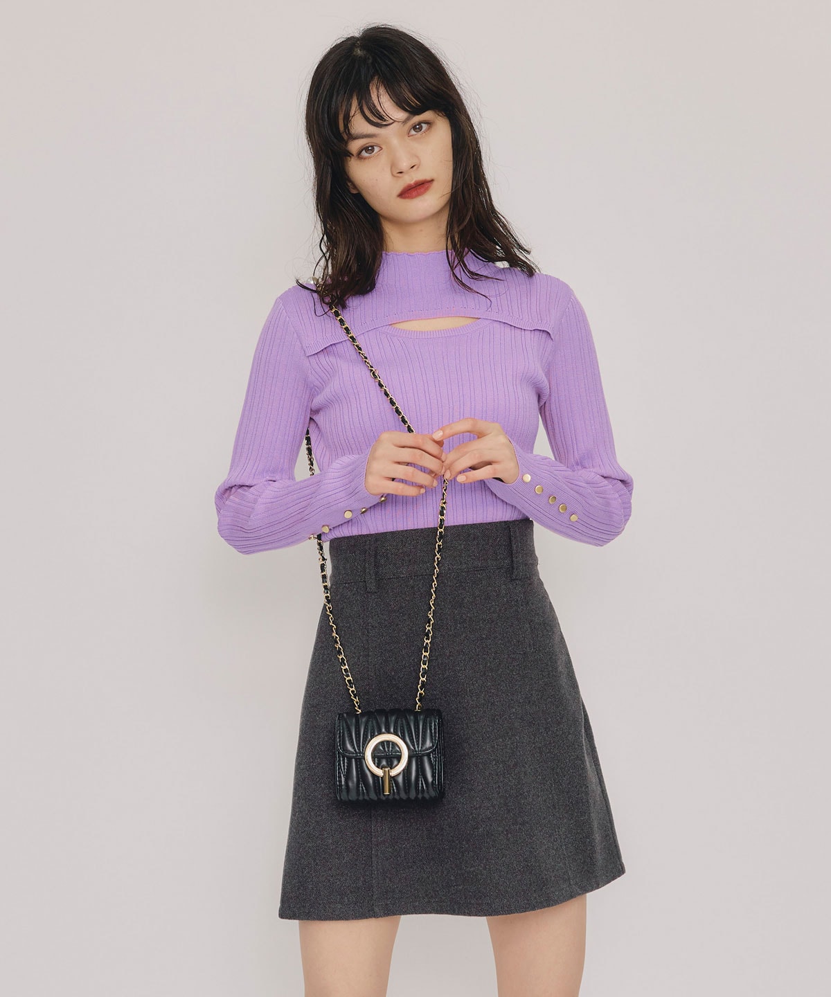 【セットアップ可能】ハイウエストフレアミニスカート