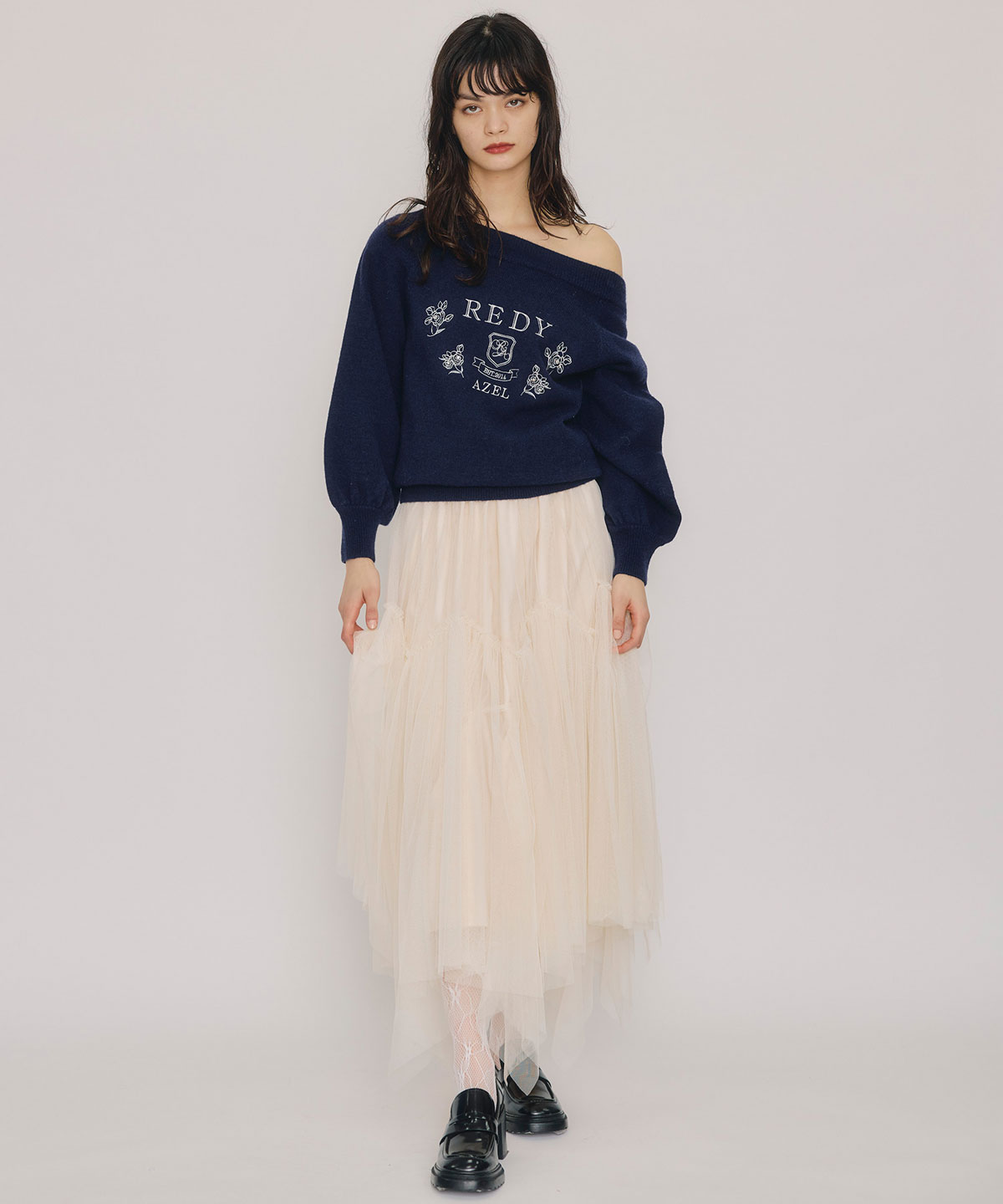 チュールフレアロングスカート