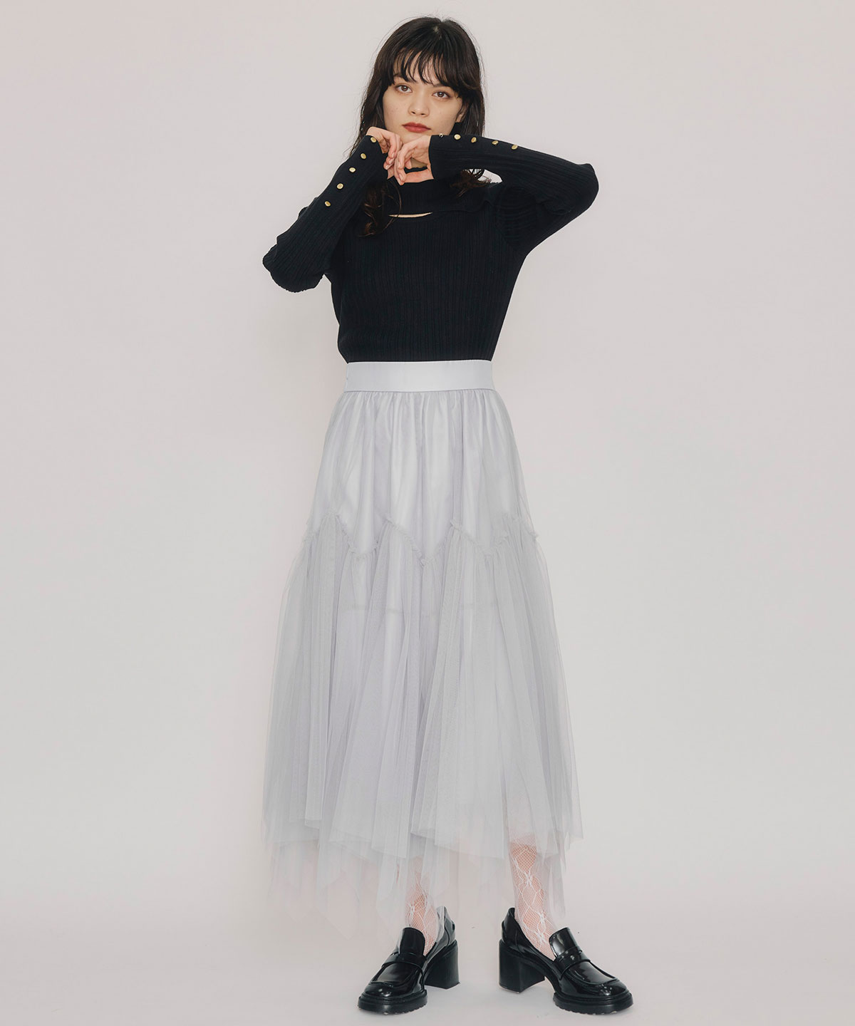 チュールフレアロングスカート
