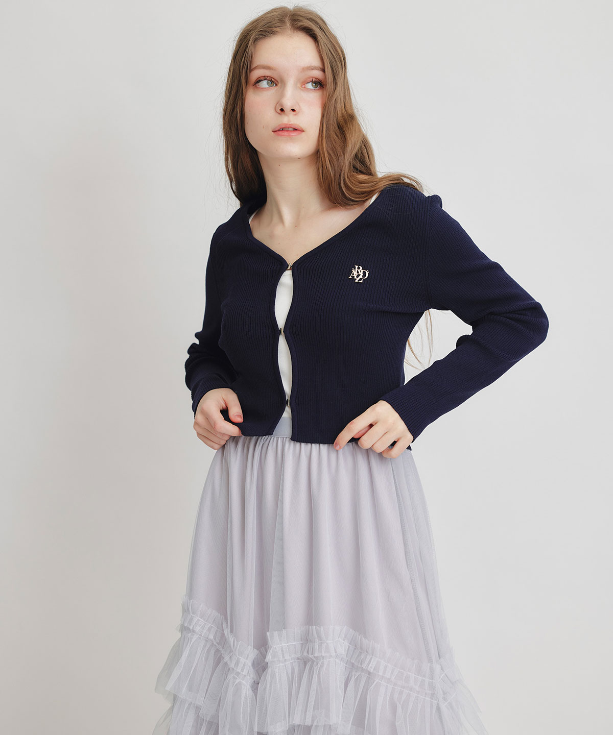 ギャザーチュールティアードロングスカート