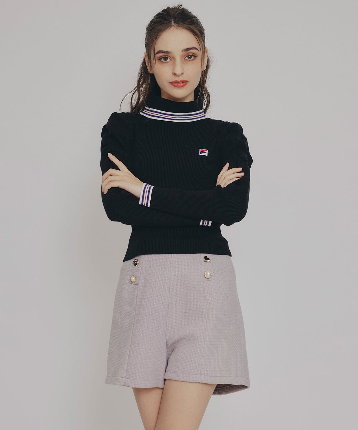 ハイウエストマルチボタンショートパンツ