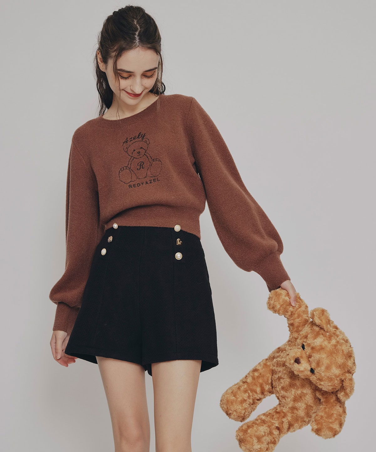 ハイウエストマルチボタンショートパンツ