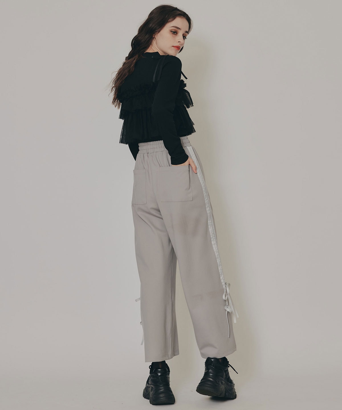 ダブルリボンラインイージーパンツ